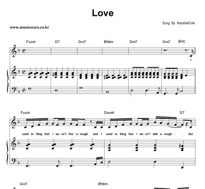 Keyshia Cole Love 피아노 악보