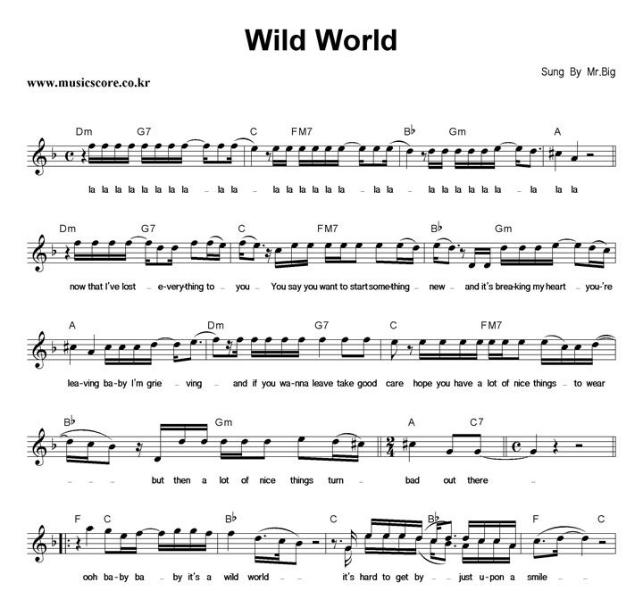 Chord Lagu Mr Big Wild World Chord Walls.