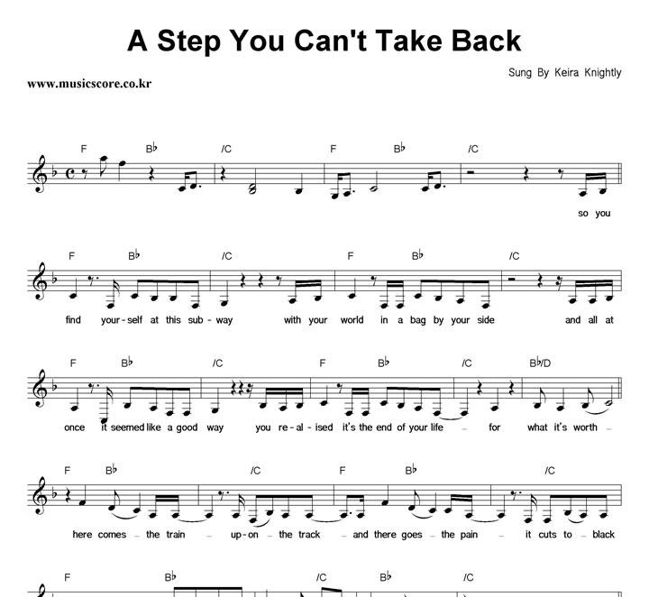 Keira Knightley A Step You Can't Take Back 악보