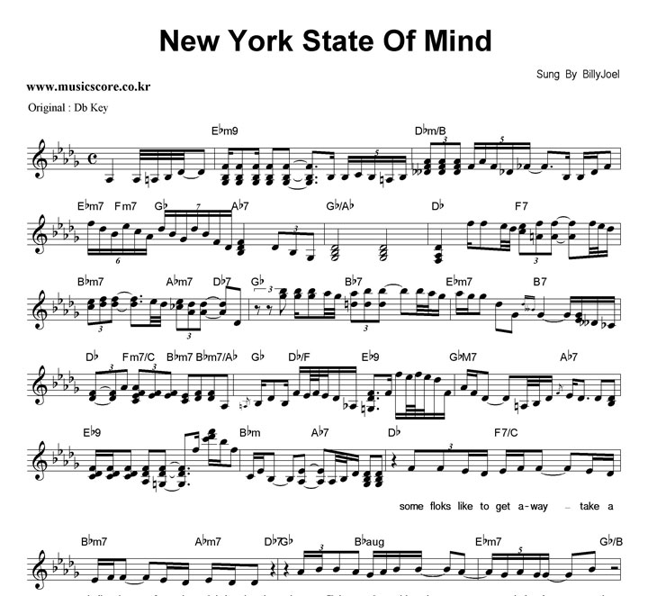 Billy Joel New York State Of Mind 악보 뮤직스코어 악보가게