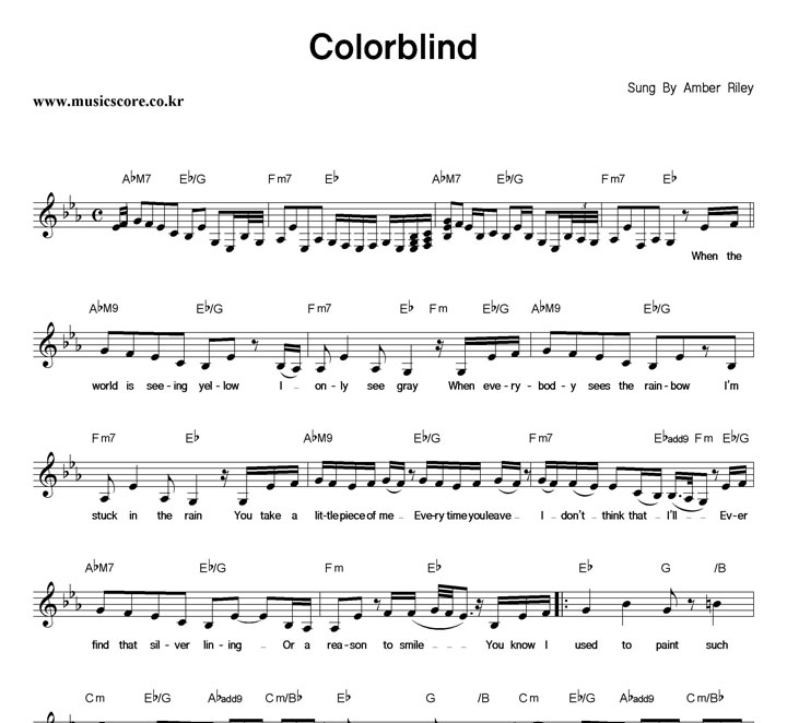 AmberRiley Colorblind 악보