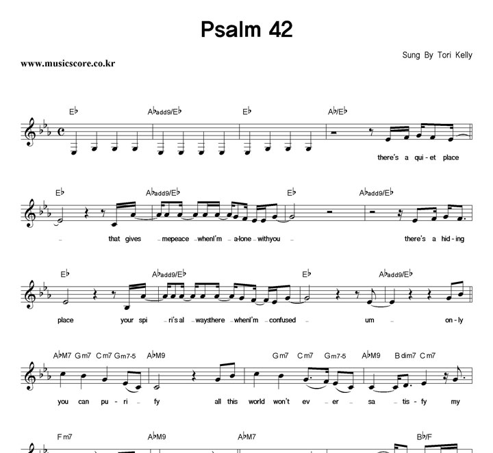 Tori Kelly Psalm 42 악보 샘플