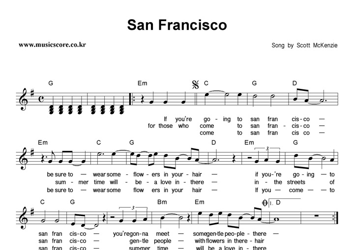 Scott McKenzie San Francisco 악보
