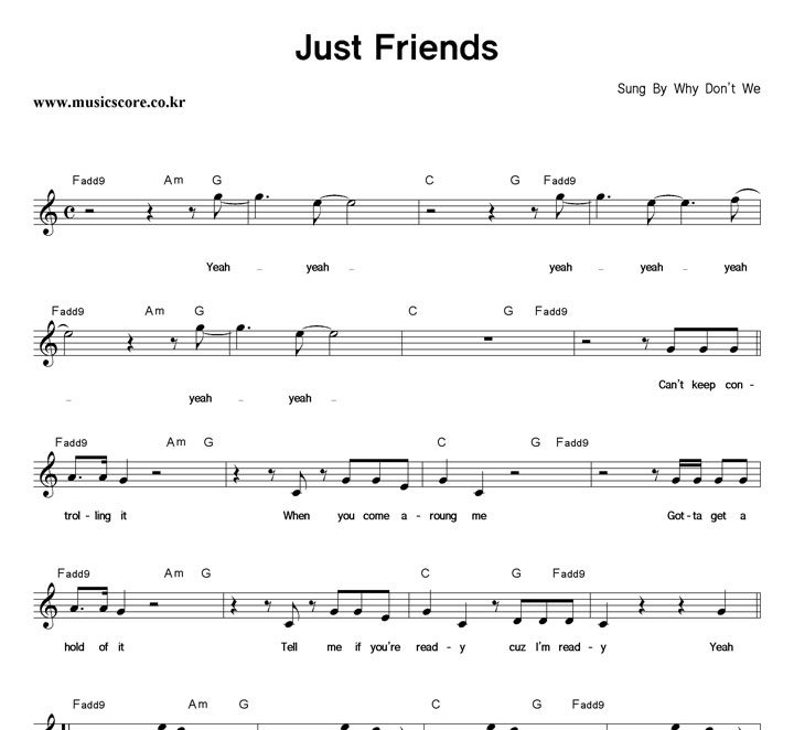Why Don't We Just Friends 악보 샘플