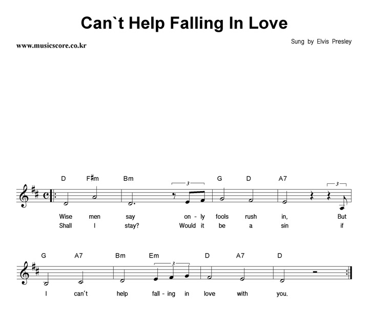 Elvis Presley Can't Help Falling In Love Ǻ