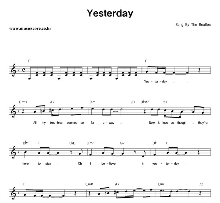 The Beatles Yesterday 악보