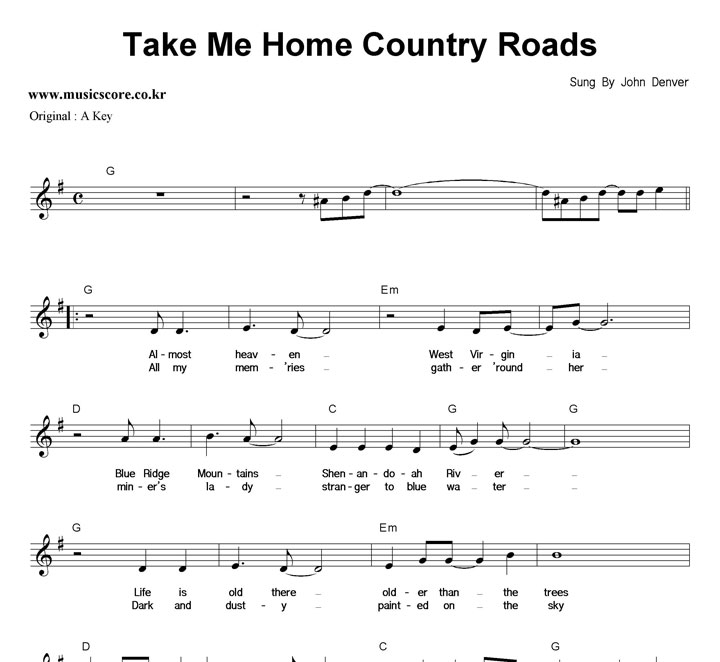 John Denver Take Me Home Country Roads  GŰ Ǻ