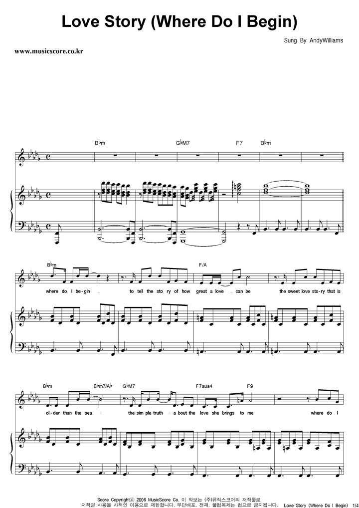 Andy Williams Love Story (Where Do I Begin) ǾƳ Ǻ