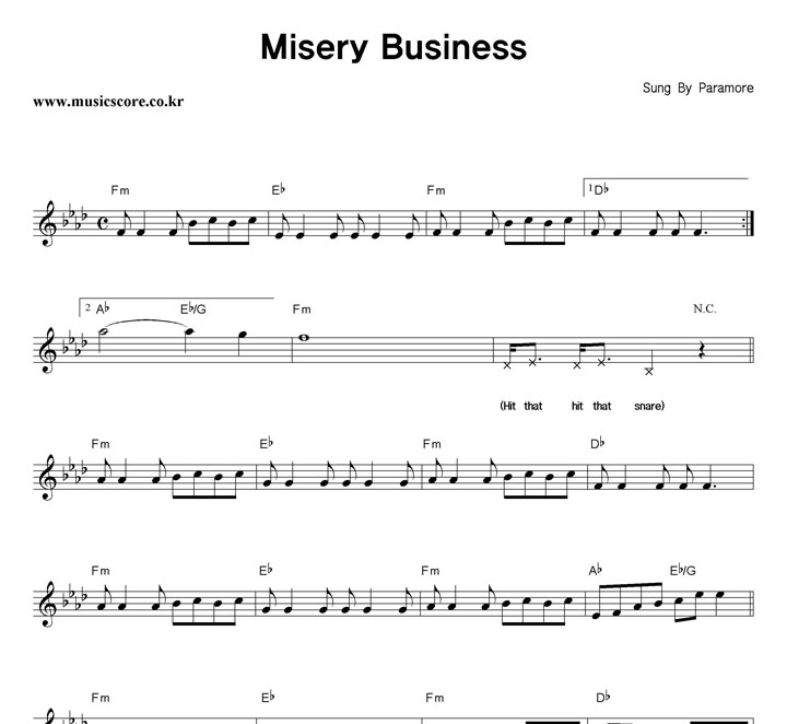 Paramore Misery Business Ǻ