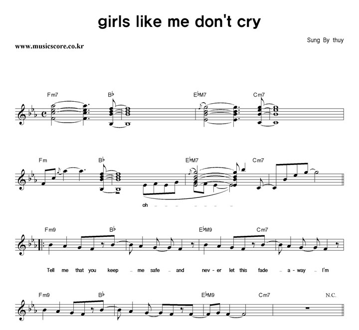 thuy Girls Like Me Don't Cry 악보
