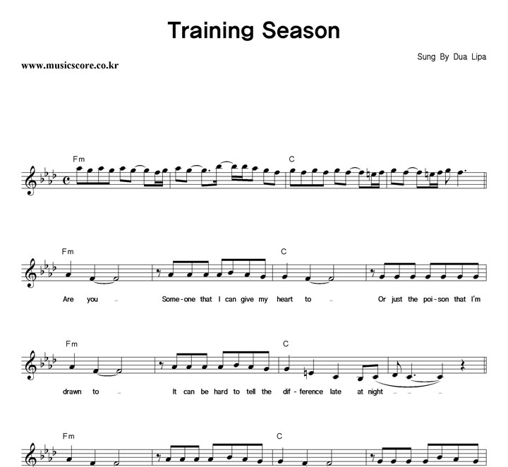 Dua Lipa Training Season 악보