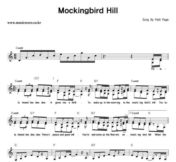 Patti Page Mockingbird Hill Ǻ