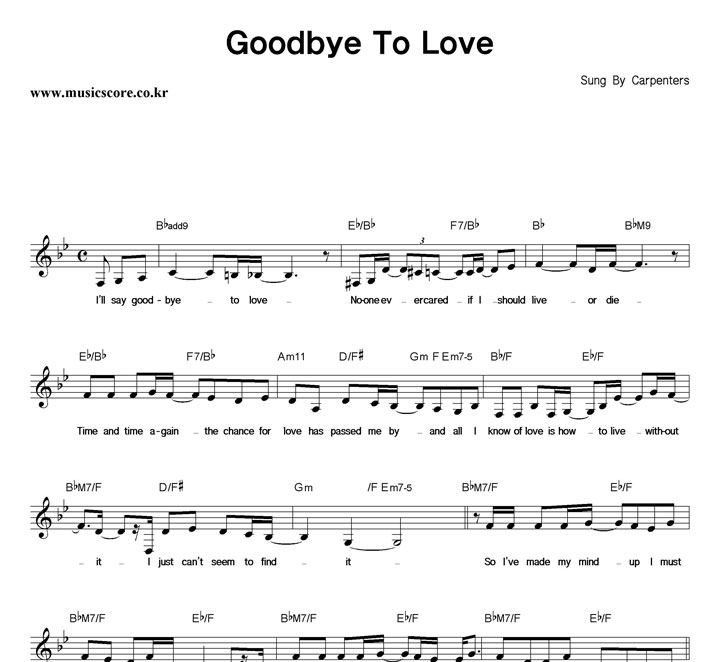 Carpenters Goodbye To Love Ǻ