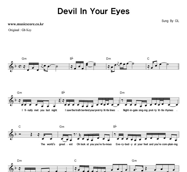 CIL Devil In Your Eyes F키 악보