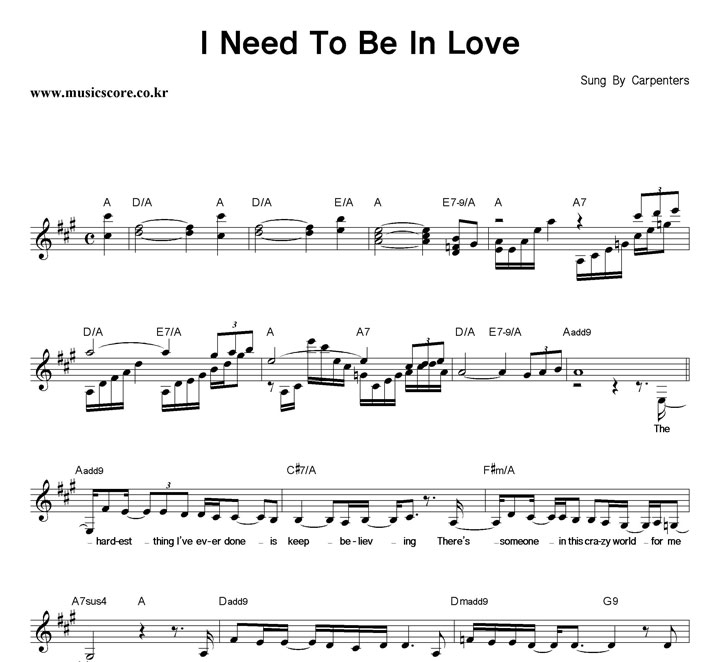 Carpenters I Need To Be In Love Ǻ
