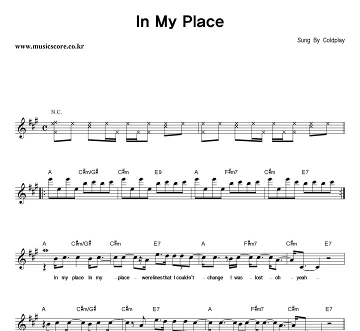 Coldplay In My Place Ǻ