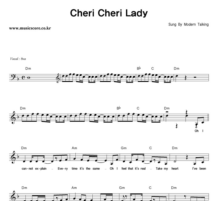 Modern Talking Cheri Cheri Lady 악보