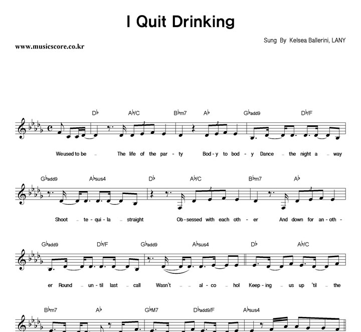 Kelsea Ballerini, LANY I Quit Drinking 악보