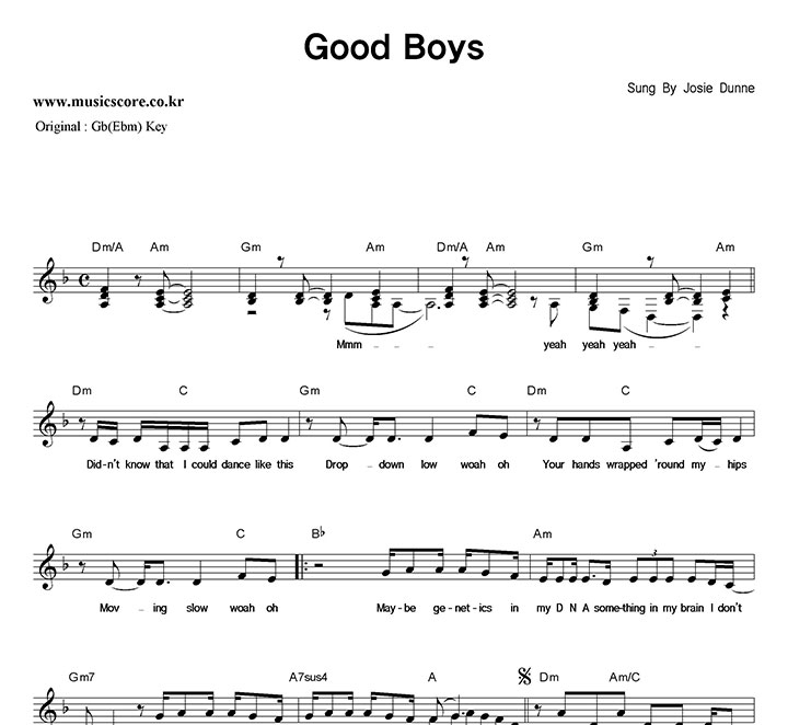 Josie Dunne Good Boys  F키 악보