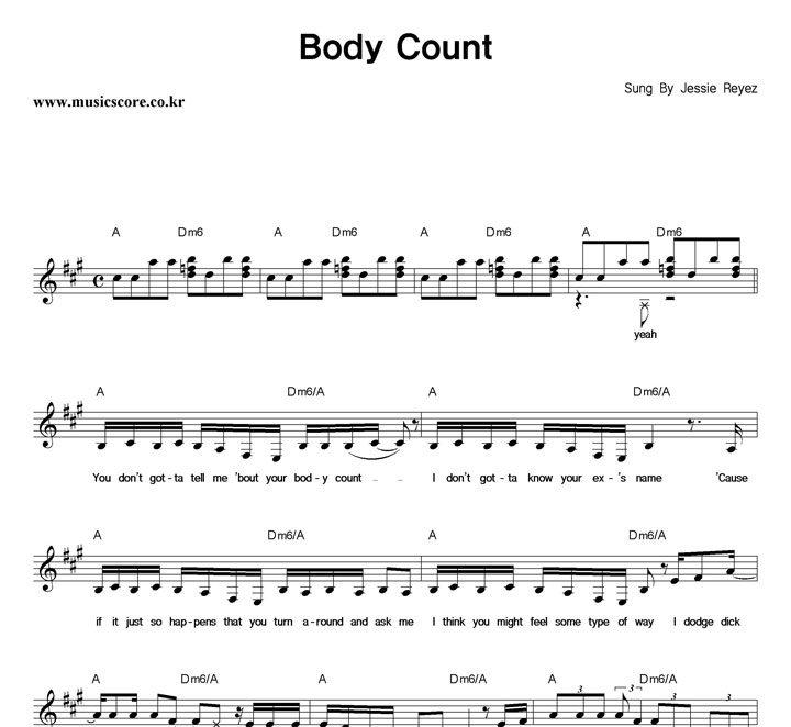 Jessie Reyez Body Count 악보