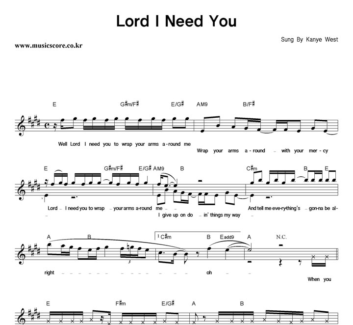 Kanye West Lord I Need You 악보