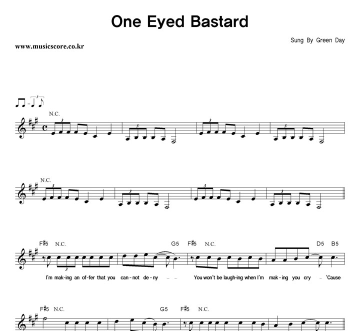 Green Day One Eyed Bastard Ǻ