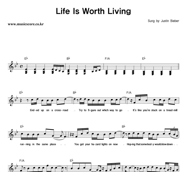 Justin Bieber Life Is Worth Living Ǻ