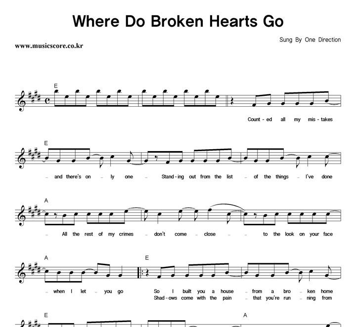 One Direction Where Do Broken Hearts Go Ǻ
