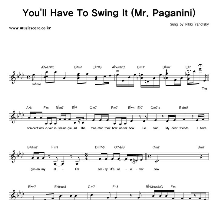 Nikki Yanofsky You'll Have To Swing It (Mr. Paganini) Ǻ