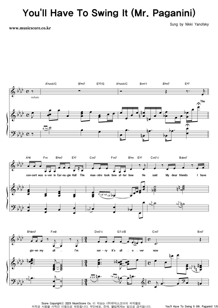 Nikki Yanofsky You'll Have To Swing It (Mr. Paganini) ǾƳ Ǻ