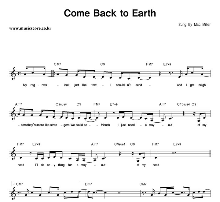 Mac Miller Come Back To Earth Ǻ