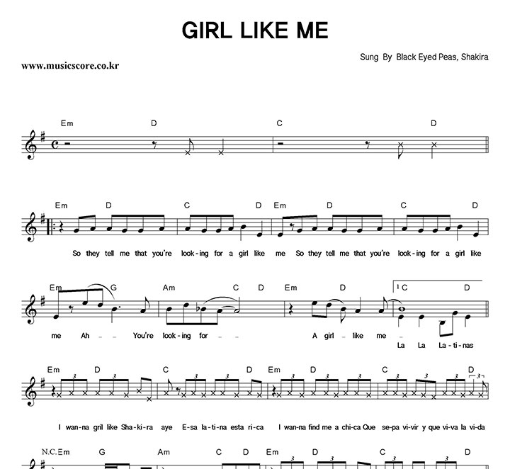 Black Eyed Peas, Shakira GIRL LIKE ME Ǻ