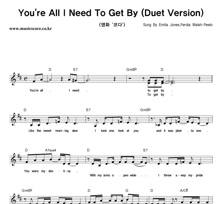 Emilia Jones, Ferdia Walsh-Peelo You're All I Need To Get By (Duet Version) Ǻ