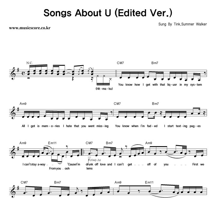 Tink, Summer Walker Songs About U (Edited Ver.) Ǻ