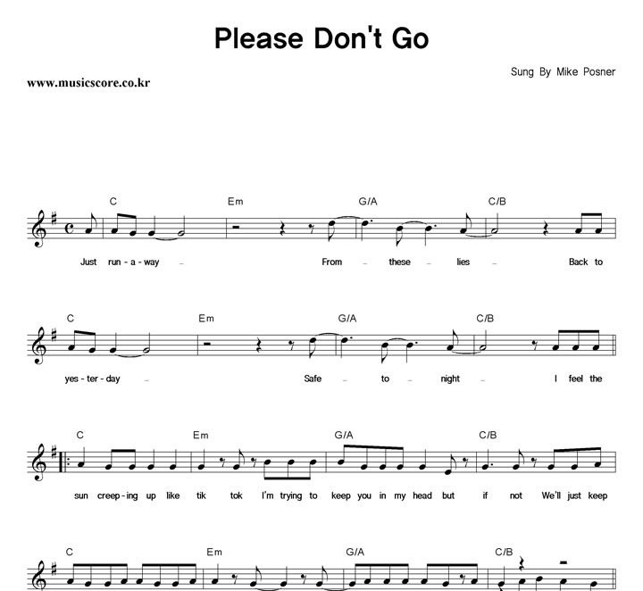 Mike Posner Please Don't Go Ǻ