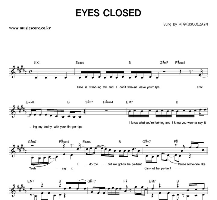 (JISOO),ZAYN EYES CLOSED Ǻ