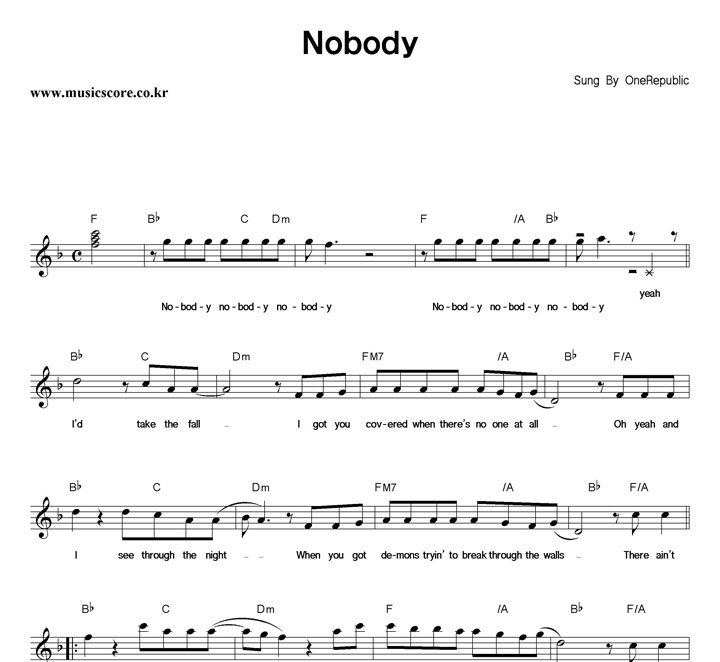 OneRepublic Nobody Ǻ