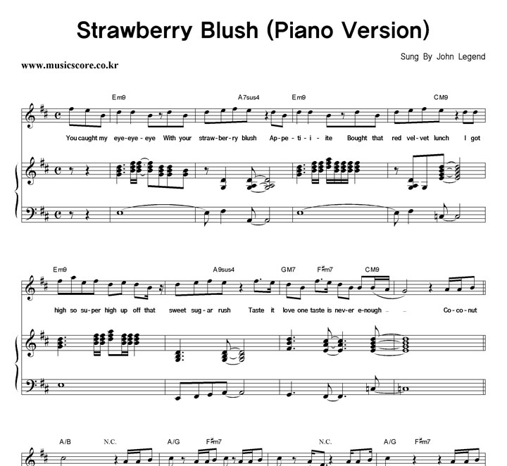 John Legend Strawberry Blush (Piano Version) �ǾƳ� �Ǻ�