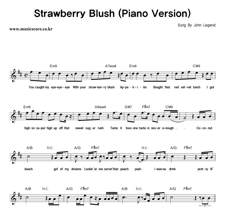 John Legend Strawberry Blush (Piano Version) �Ǻ�