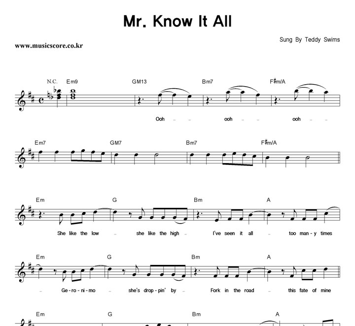 Teddy Swims Mr. Know It All �Ǻ�