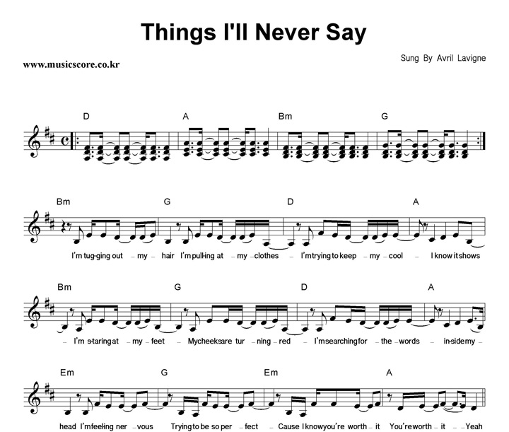 Avril Lavigne Things I'll Never Say Ǻ