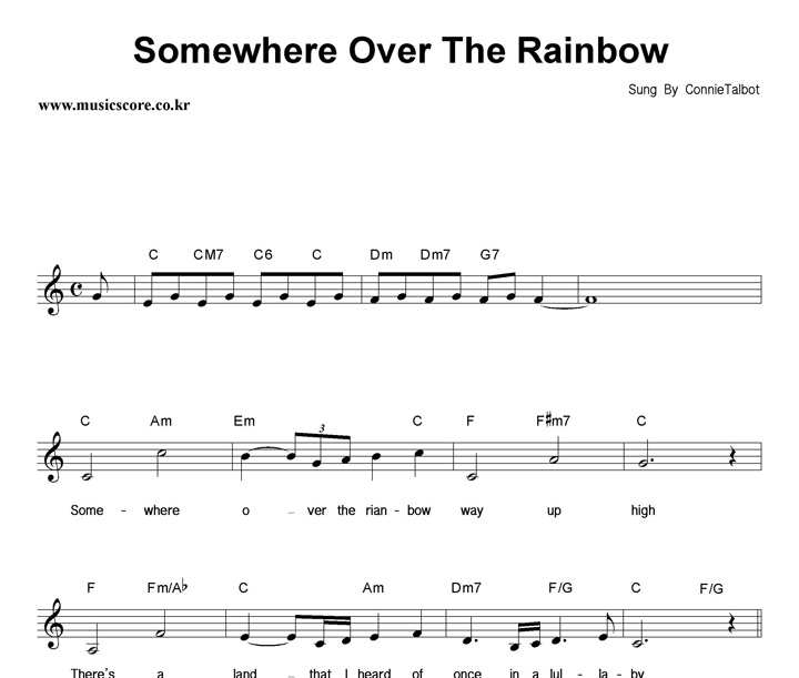 Connie Talbot Somewhere Over The Rainbow 악보