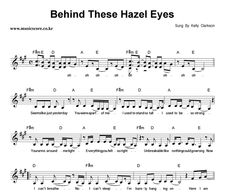 Kelly Clarkson Behind These Hazel Eyes Ǻ