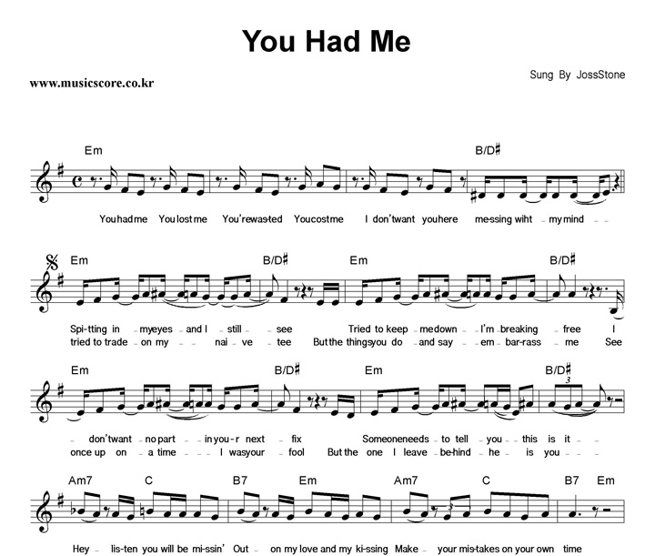 Joss Stone You Had Me 악보