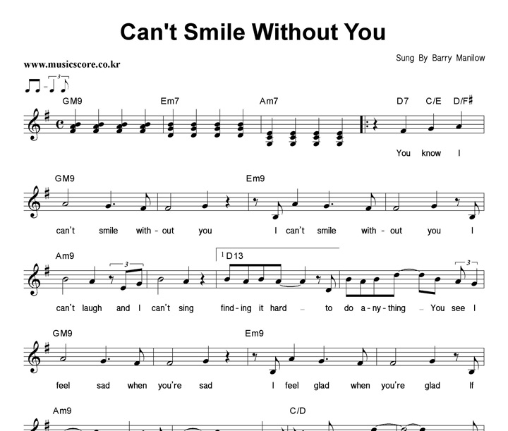 Barry Manilow Can't Smile Without You Ǻ