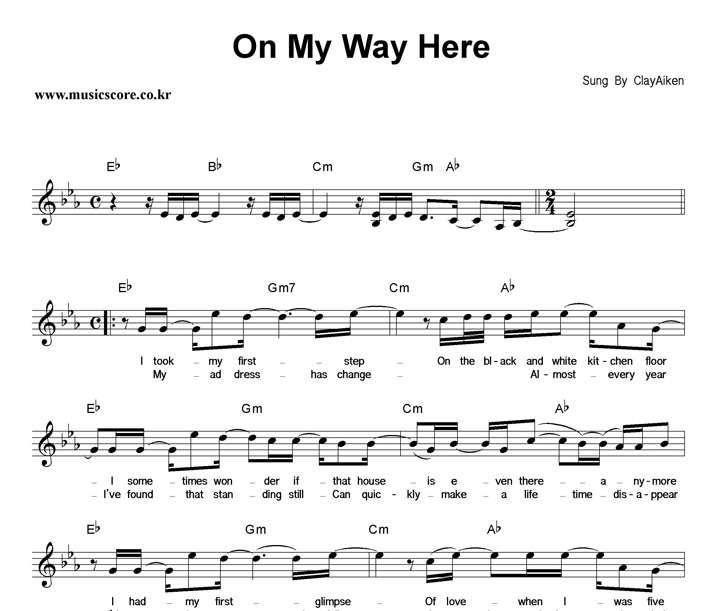 Clay Aiken On My Way Here 악보
