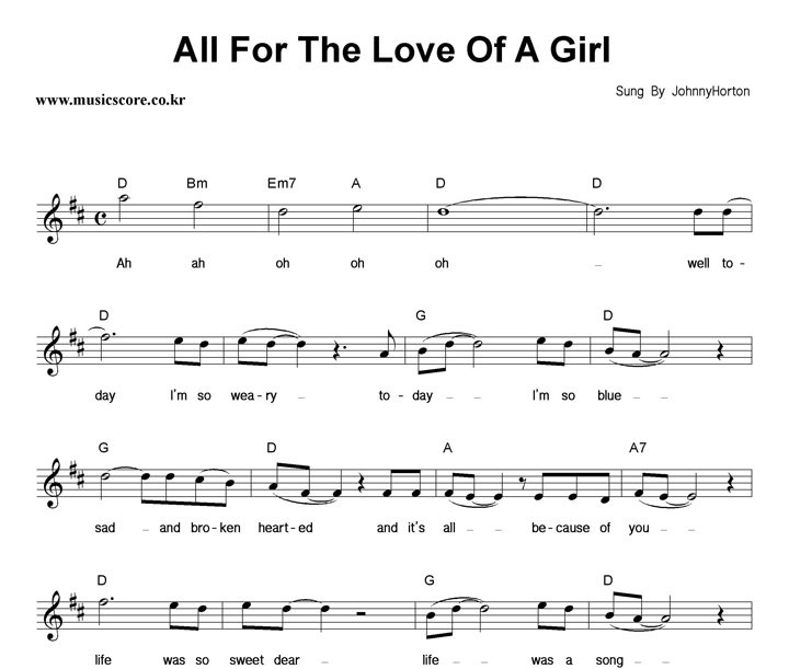 Johnny Horton All For The Love Of A Girl Ǻ