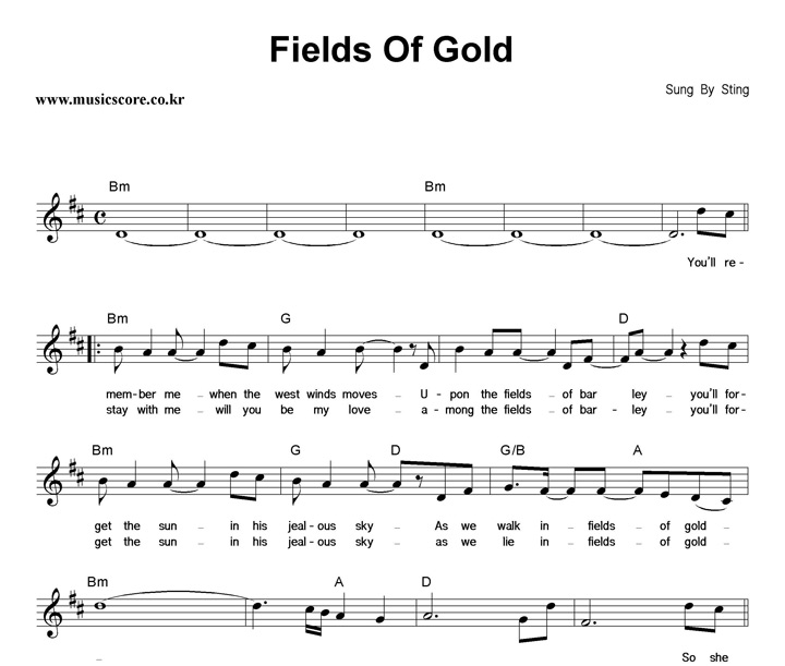 Sting Fields Of Gold Ǻ