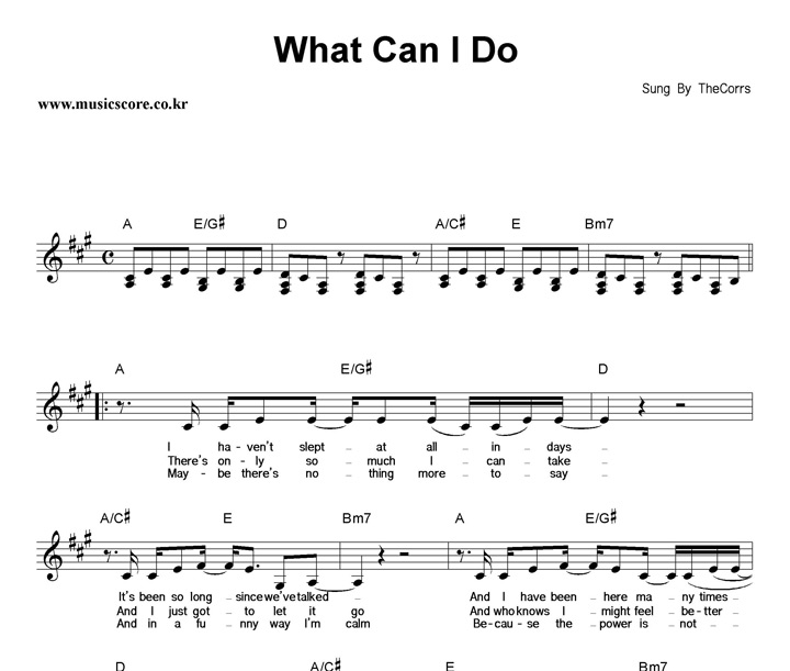 The Corrs What Can I Do 악보