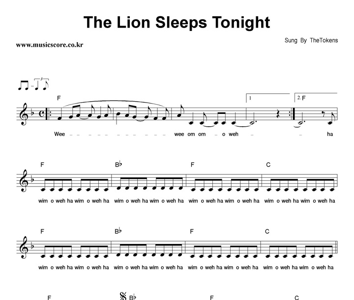 The Tokens The Lion Sleeps Tonight Ǻ